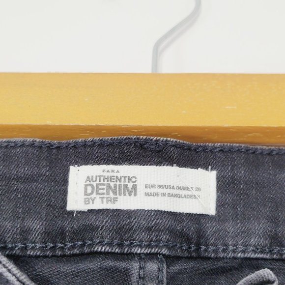 Zara Authentic Denim Jean Shorts Black Cut Off Raw Hem Distressed Pockets Size 4 - Picture 4 of 11